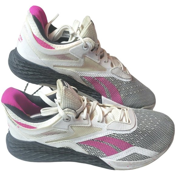 Reebok Cross Fit Nano 9.5 White & Pink &Grey Training Wide Toe Box - Picture 1 of 9